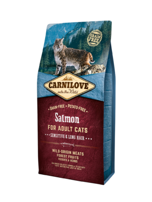 Carnilove Salmon Adult Cat Sensitive&Long Hair s.m. katėms 2 kg